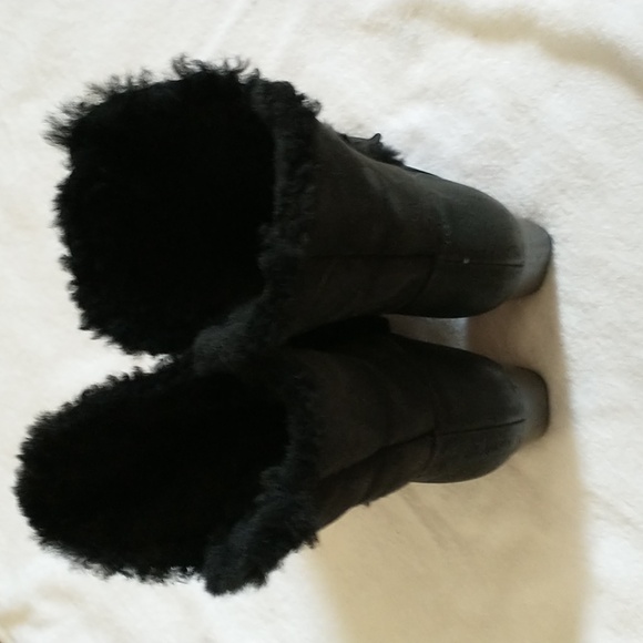 Born Amaze Heeled Leather Shearling Boots - Picture 4 of 6